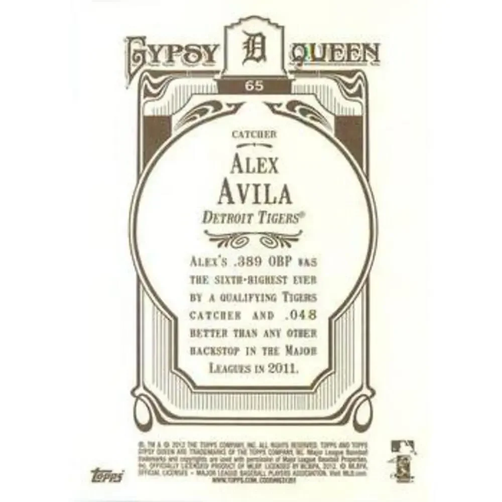 2012 Topps Gypsy Queen Alex Avila # 65 Detroit Tigers